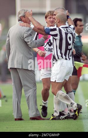 Italie, Turin 1994-1995-1996: Joueur Juventus FC Gianluca Vialli lors de la série A 1995-96 série A football Championship Match Banque D'Images