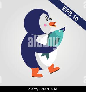 Illustration d'une icône représentant un joli motif pingouin représentant un motif de dessin animé. Concept d'icône de posture d'animal vecteur Premium isolé. Style de dessin animé plat Illustration de Vecteur