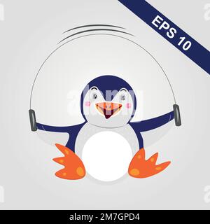 Illustration d'une icône représentant un joli motif pingouin représentant un motif de dessin animé. Concept d'icône de posture d'animal vecteur Premium isolé. Style de dessin animé plat Illustration de Vecteur