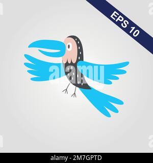 Illustration vectorielle d'un oiseau tropical lumineux Toucan sur fond gris. Icône colorée de la nature tropicale. Illustration de Vecteur