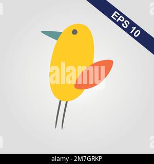 Illustration vectorielle d'un oiseau tropical brillant tweety sur fond gris. Icône colorée de la nature tropicale. Illustration de Vecteur