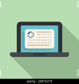 Vecteur plat de l'icône de la carte patient de l'ordinateur portable. Notez le médecin. Électronique informatique Illustration de Vecteur