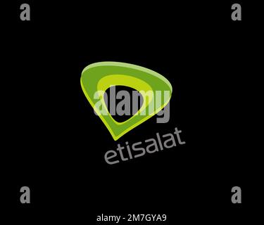 Etisalat Sri Lanka, logo tourné, fond noir Banque D'Images