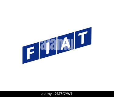 Fiat Ferroviaria, logo pivoté, fond blanc Banque D'Images