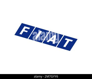 Fiat Ferroviaria, logo pivoté, fond blanc B Banque D'Images