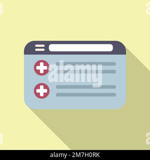 Vecteur plat de l'icône de carte patient Web. Notez le médecin. Rapport électronique Illustration de Vecteur