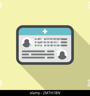 Vecteur plat d'icône de carte patient électronique. Dossier du médecin. Rapport de la tablette Illustration de Vecteur