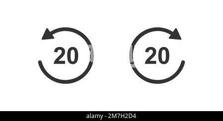 icônes de retour et d'avance rapide de 20 secondes. Arrondir les boutons répéter et Suivant avec des flèches circulaires isolées sur fond blanc. Éléments de l'interface de lecture du lecteur audio ou vidéo. Illustration graphique vectorielle Illustration de Vecteur