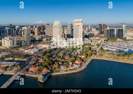 Seaport Village San Diego Downtown Waterfront hôtels aérien Banque D'Images