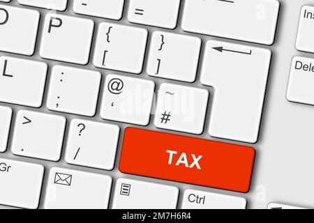 Taxe concept PC clavier d'ordinateur 3D illustration Banque D'Images