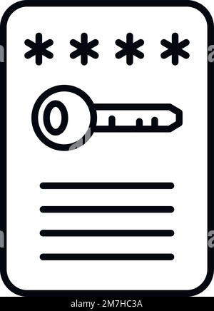 Vecteur de contour de l'icône de mot de passe de verrouillage. Chiffrement de données. Sécurité du code Illustration de Vecteur