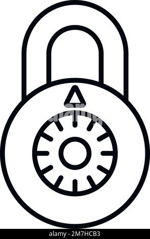 Vecteur de contour de l'icône de cadenas de chiffrement. Code de sécurité. Déverrouillage sécurisé Illustration de Vecteur