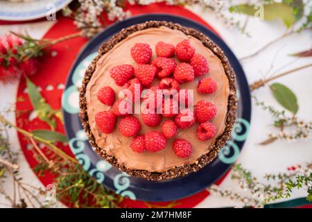 maison délicieux cheesecake au chocolat cuit en amérique au printemps Banque D'Images