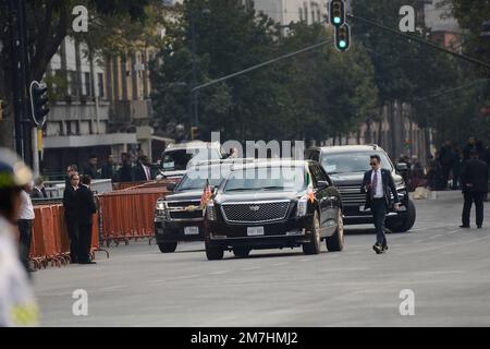 Non exclusif: 9 janvier 2023, Mexico, Mexique: Le président des États-Unis Joe Biden, fortement gardé par l'état-major général présidentiel et le S des États-Unis Banque D'Images