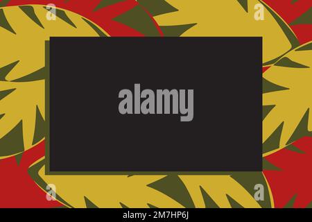 Cadre de texte modèle dessiné à la main avec cadre de feuilles jaune, rouge et vert. Illustration de Vecteur