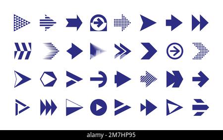 Collection de pointeurs. Flèches de navigation simples noires orientation différente, indication de direction. Vecteur de navigation et pointeur de direction, orientation de l'illustration de la flèche du curseur Illustration de Vecteur