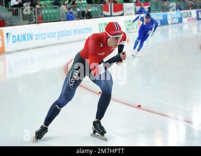 Peder Kongshaug (NOR) en action le 5000m lors des Championnats européens de patinage de vitesse de l'UIP sur 7 janvier 2023 à Hamar Olymic Hall à Hamar, Norvège photo par SCS/Soenar Chamid/AFLO (PAYS-BAS OUT) Banque D'Images
