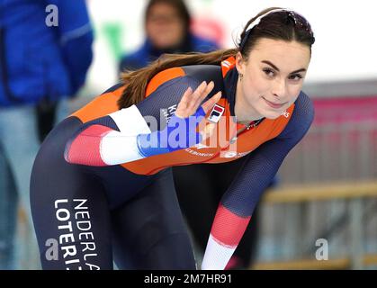 Femke Kok (NED), 500m femmes, lors des championnats européens de patinage de vitesse de l'UIP au Hamar Olympic Hall de Hamar, Norvège photo par SCS/Soenar Chamid/AFLO (PAYS-BAS OUT) Banque D'Images