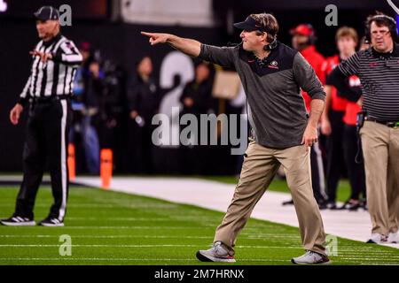 Inglewood, Californie. 9th janvier 2023. Georgia Bulldogs entraîneur-chef Kirby Smart au quatrième trimestre du championnat national de football de la CFP entre la TCU Horned Frogs et la Géorgie Bullddogs sur 09 janvier 2023 à Pasadena, Californie.obligatoire photo crédit: Louis Lopez/Cal Sport Media/Alay Live News Banque D'Images