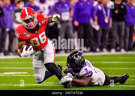 Inglewood, Californie. 9th janvier 2023. Le grand receveur de Georgia Bulldogs Dillon Bell (86) en action dans le quatrième trimestre du championnat national de football universitaire de la CFP entre la TCU Horned Frogs et les Georgia Bulldogs sur 09 janvier 2023 à Pasadena, Californie.photo obligatoire crédit: Louis Lopez/Cal Sport Media/Alay Live News Banque D'Images