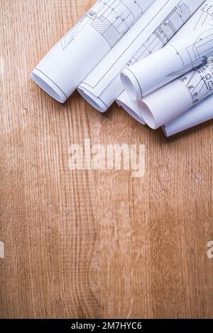 copyspace image blanc roulé bleus dans la pile sur le concept de construction en bois Banque D'Images