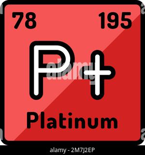 illustration vectorielle d'icône de couleur d'élément chimique en platine Illustration de Vecteur
