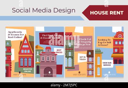 Ensemble de médias sociaux modèle pour la vente en ligne à domicile Illustration de Vecteur
