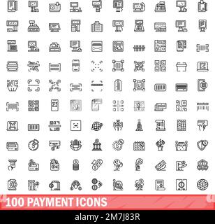 100 icônes de paiement définies. Illustration des 100 icônes de paiement ensemble de vecteurs isolé sur fond blanc Illustration de Vecteur