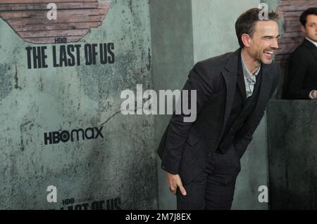 Troy Baker arrives at HBO's THE LAST OF US Premiere held at the Regency  Village Theater in Westwood, CA on Monday, ?January 9, 2023. (Photo By  Sthanlee B. Mirador/Sipa USA Stock Photo 