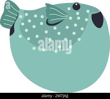 Poisson Puffer, aquarium sous-marin et aquarium marin Illustration de Vecteur