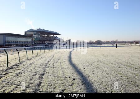 La course de glace à Warwick en décembre 2022 a entraîné l'arrêt de la course Banque D'Images
