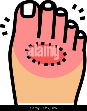 orteil douleur corps douleur couleur icône illustration vectorielle Illustration de Vecteur