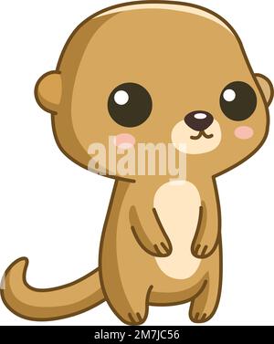 Bébé Mongoose debout dans un style kawaii Illustration de Vecteur