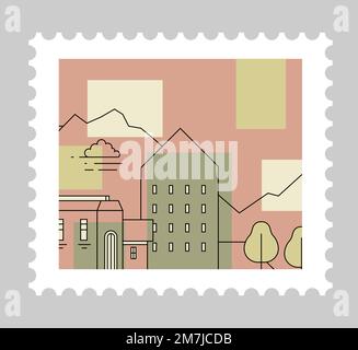 Architecture de l'Italie sur carte postale ou postmark Illustration de Vecteur