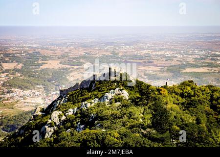 Sintra château des landes de Pena Palace, près de Lisbonne, Portugal. Banque D'Images