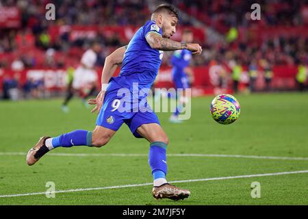 Séville, Espagne. 08th, janvier 2023. Portu (9) de Getafe vu pendant le match LaLiga Santander entre Sevilla FC et Getafe à l'Estadio Ramon Sanchez Pizjuan à Séville. (Crédit photo: Gonzales photo - Jesus Ruiz Medina). Banque D'Images