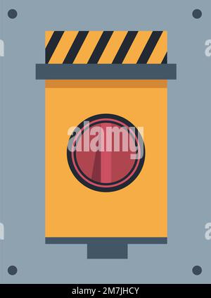 Panneau avec bouton d'arrêt d'urgence pour l'arrêt ou l'arrêt Illustration de Vecteur