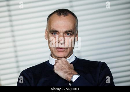 23 novembre 2022, Berlin: Berthold Huber, membre du Conseil de gestion des infrastructures de Deutsche Bahn AG, dans un entretien avec DPA sur la mise en service de la nouvelle ligne Wendlingen-Ulm et les mesures d'infrastructure en général. Photo: Carsten Koall/dpa Banque D'Images