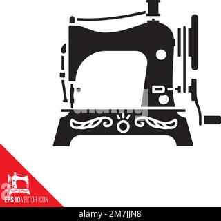 Icône de vecteur de machine à coudre vintage. Symbole artisanal traditionnel. Illustration de Vecteur