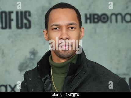 Los Angeles, États-Unis. 09th janvier 2023. Jimel Atkins arrive à la DERNIÈRE première d'HBO aux États-Unis qui s'est tenue au Regency Village Theatre à Westwood, CA, lundi, ?9 janvier 2023. (Photo par Sthanlee B. Mirador/Sipa USA) crédit: SIPA USA/Alay Live News Banque D'Images