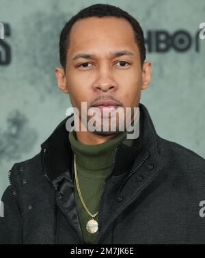 Los Angeles, États-Unis. 09th janvier 2023. Jimel Atkins arrive à la DERNIÈRE première d'HBO aux États-Unis qui s'est tenue au Regency Village Theatre à Westwood, CA, lundi, ?9 janvier 2023. (Photo par Sthanlee B. Mirador/Sipa USA) crédit: SIPA USA/Alay Live News Banque D'Images