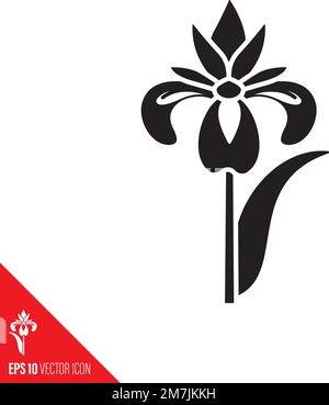 Icône de glyphe vecteur fleur d'iris. Symbole fleur de ressort. Illustration de Vecteur