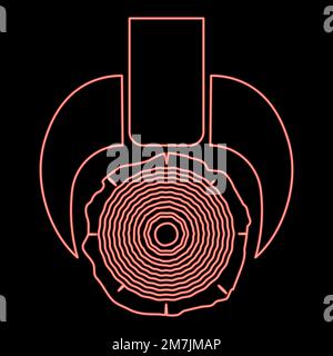 Transport de navire de transport de bois néon dispositif de levage de tronc d'arbre de fret spécial opérations d'exploitation forestière véhicule forestier de Skidder Bois de construction rouge Illustration de Vecteur