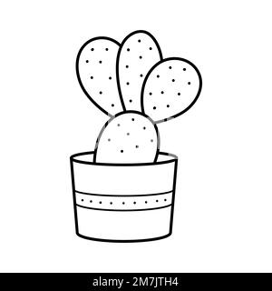 Un beau cactus linéaire dans un pot. Plante de maison dans le style de la caniche. Clipart simple pour concevoir des cartes de vœux, des vêtements, de la papeterie pour les amateurs de cactus Illustration de Vecteur