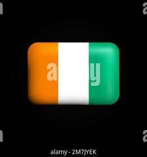 Icône drapeau de la Côte d'Ivoire 3D. Drapeau national de la Côte d'Ivoire. Illustration vectorielle Illustration de Vecteur