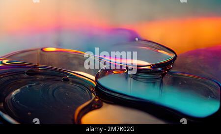 Belles réflexions et réfractions en verre arc-en-ciel fondu en gros plan, produites par abstrait, moderne, délicat, Élégant, spectaculaire et exquis Banque D'Images