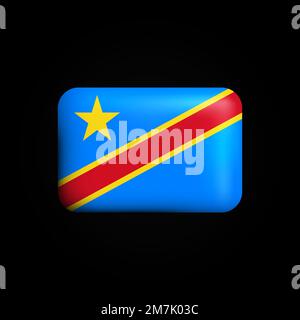 République démocratique du Congo icône du drapeau 3D. Drapeau national de la République démocratique du Congo. Illustration vectorielle Illustration de Vecteur