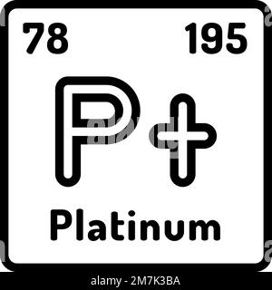 illustration vectorielle d'icône de ligne d'élément chimique en platine Illustration de Vecteur