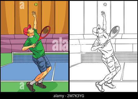 Tennis coloriage page Illustration colorée Illustration de Vecteur