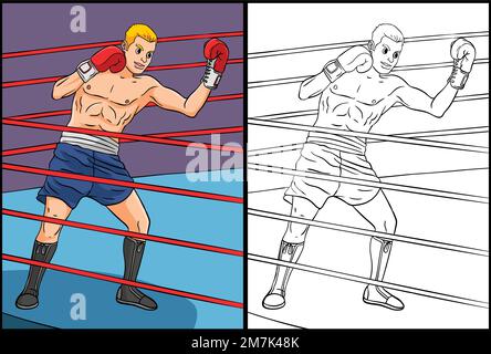 Mise en couleur de la page de boxe Illustration colorée Illustration de Vecteur